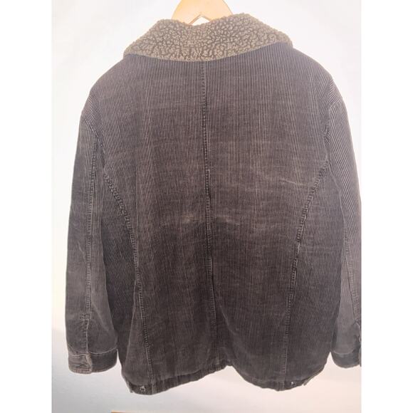 Gap Men's Corduroy Jacket L Chocolate Brown Sherpa Collar Y2K Button Up Pockets - Picture 9 of 11